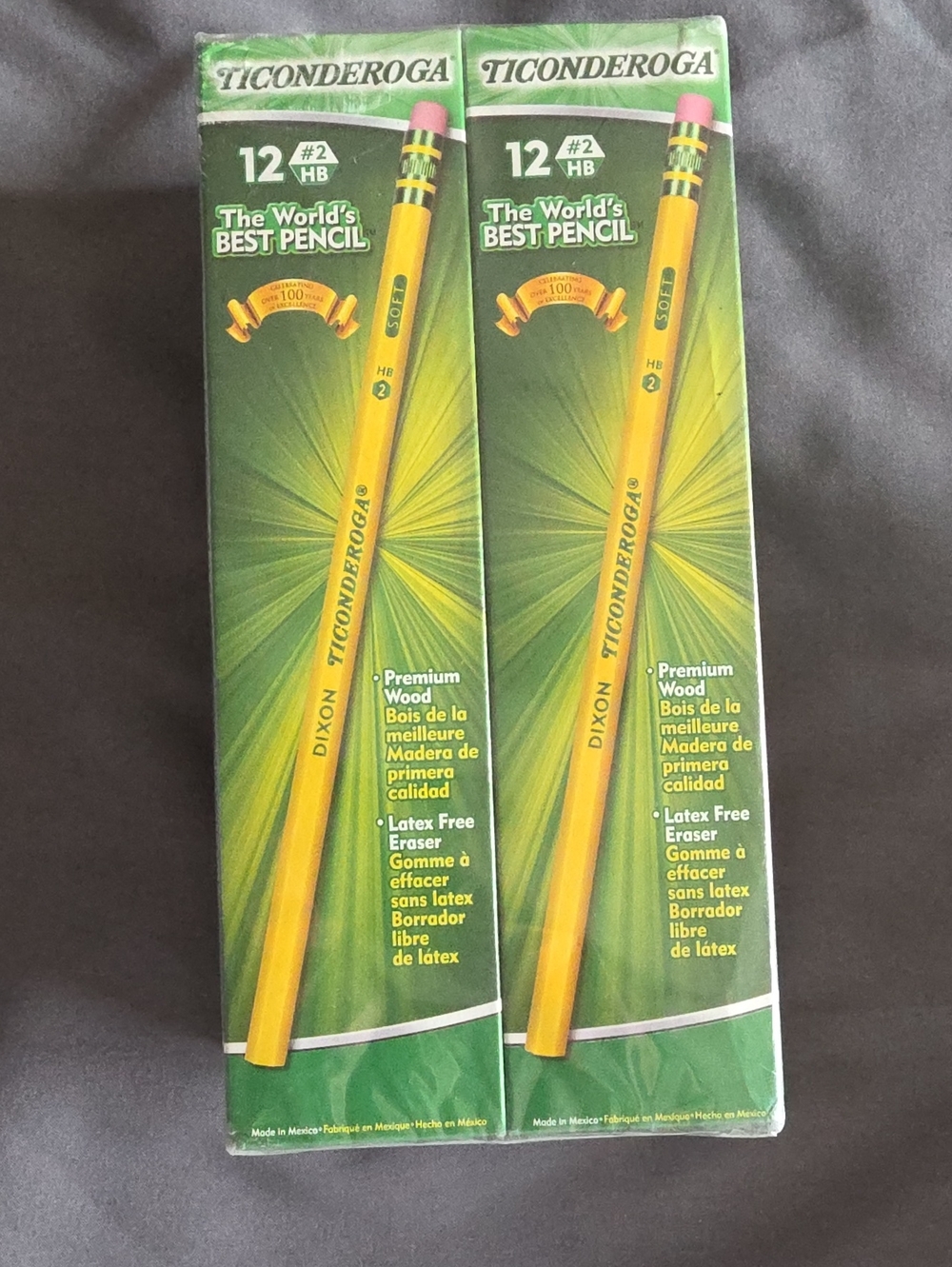DIXXON Ticonderoga Yellow Pencils with Pink Erasers - Twin Pack